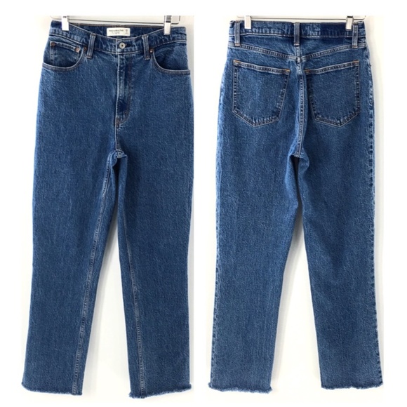 Abercrombie & Fitch Denim - Abercrombie & Fitch Womens Jeans Blue 90s Straight Ultra High Rise Curve Love 28